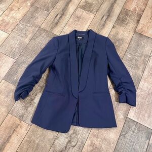 DKNY Women's Navy Blazer Professional Dress Suit Worn Once 3/4 Scrunch Sleeves